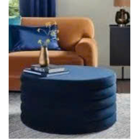 88003019 : Bàn Sofa, Ottoman Hình Tròn - Xanh Dương